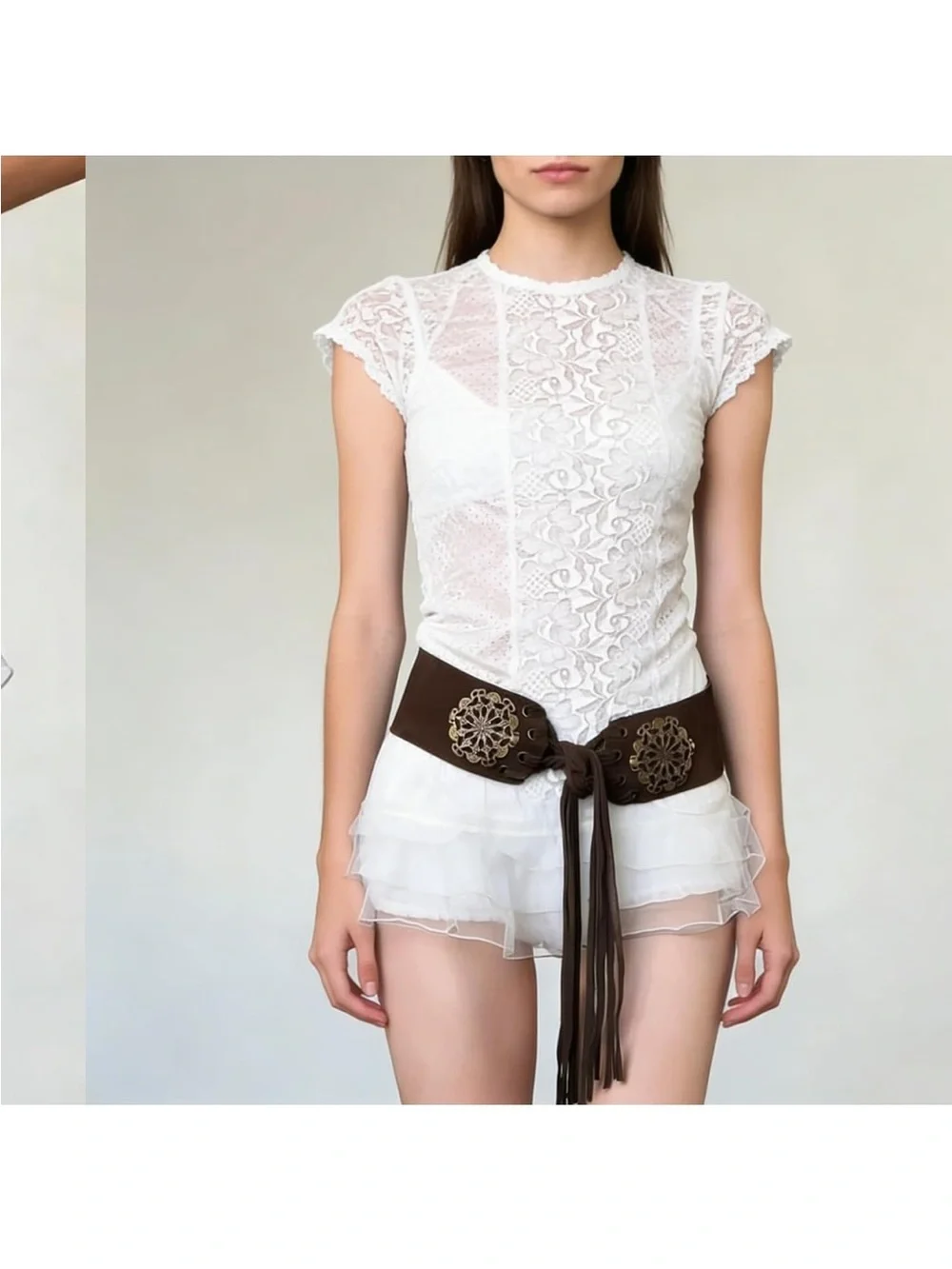 Vintage Western Suede Cinch Belt with Tassel 3.15